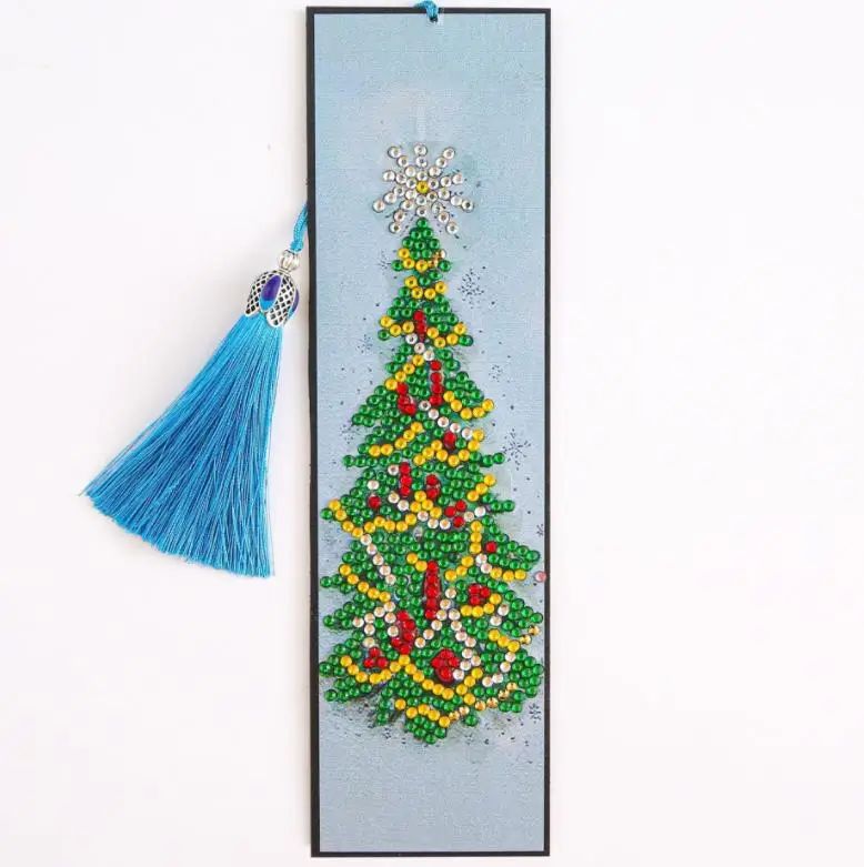 

Diamond Painting DIY Bookmark Party Favor 5D Crystal Art Crafts Book Marks with Tassel Tool Rhinestone Christmas Pattern 50pcs