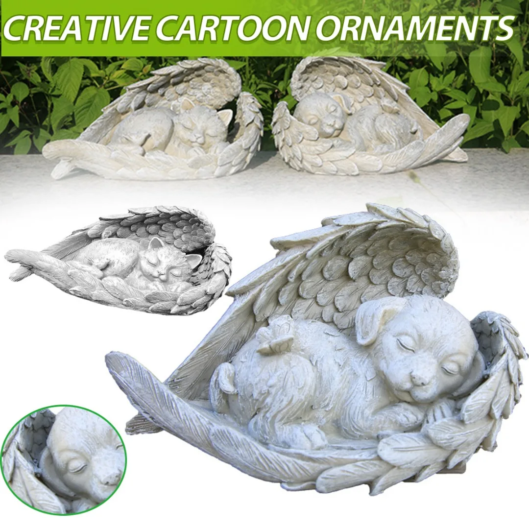 

Спящий ангел, памятная статуя для питомца, кошки, собаки с крылом, украшение, статуэтка для питомца из смолы, скульптура для сада, уличное украшение