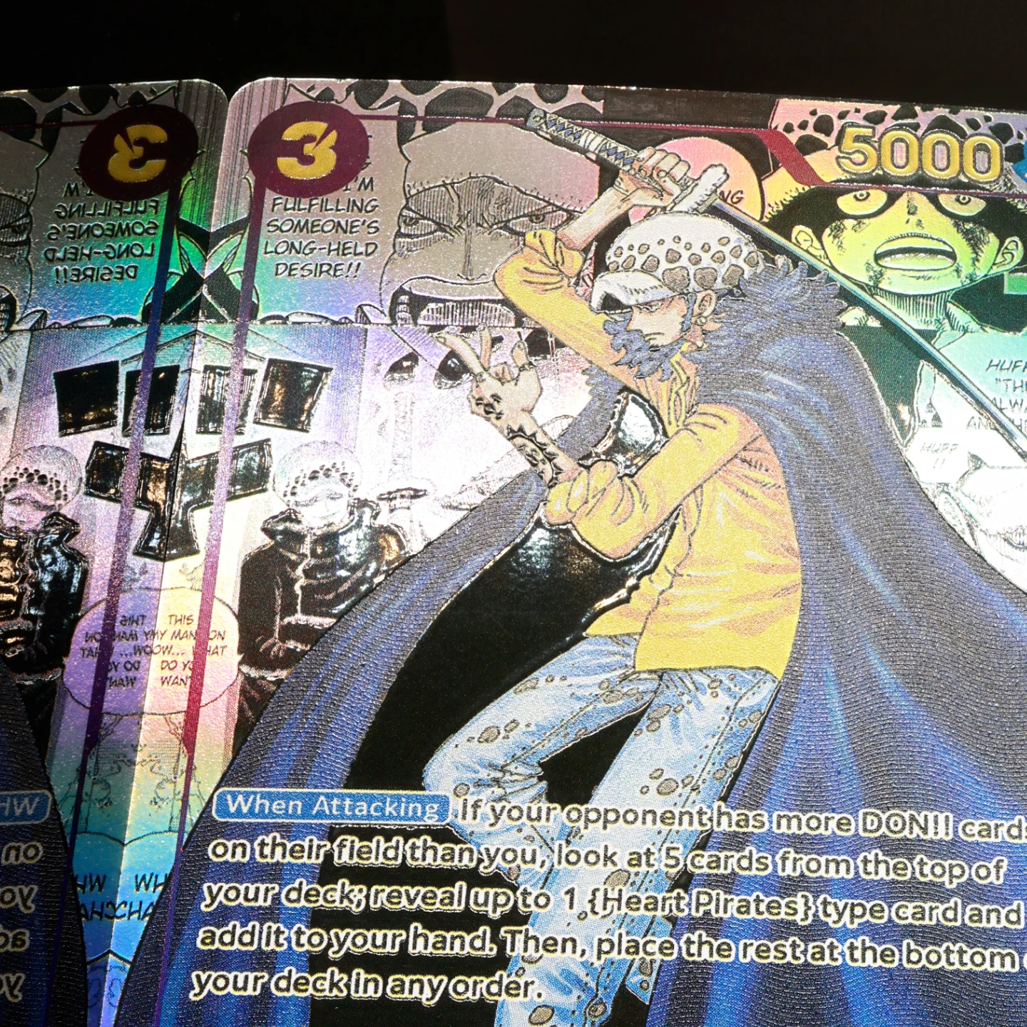 Фото Карта One Piece TCG OPCG на английском языке: Лоу (Law) из манги, OP05-069, Лоу 3, фиолетовая, текстурированная, фольгированная. №4