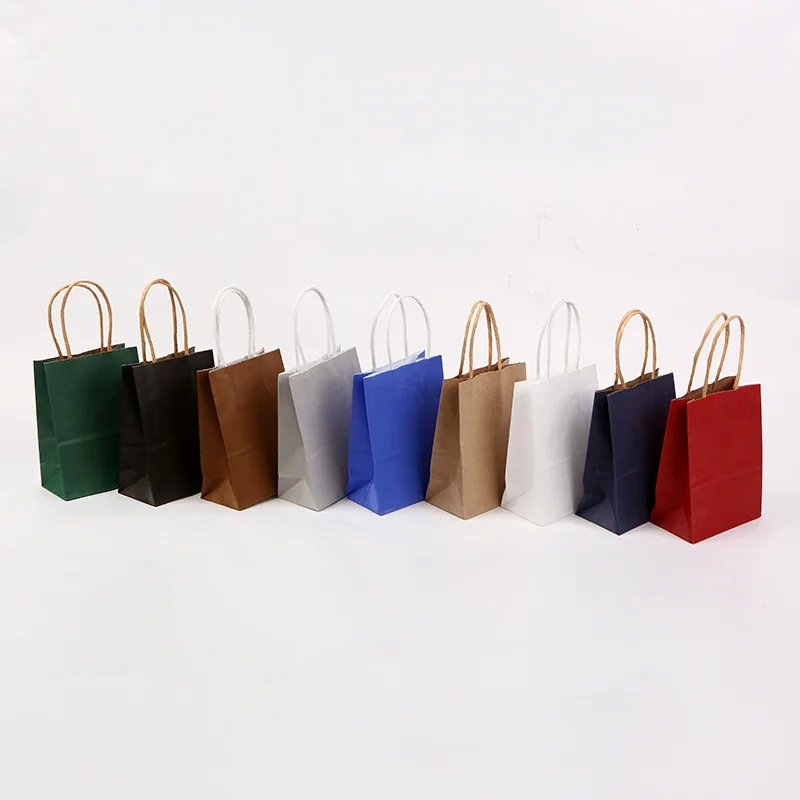 

2pcs Multi-color Paper Bag With Handles DIY Multifunction Festival Gift Bag Wedding Party Gift Kraft Paper Bags