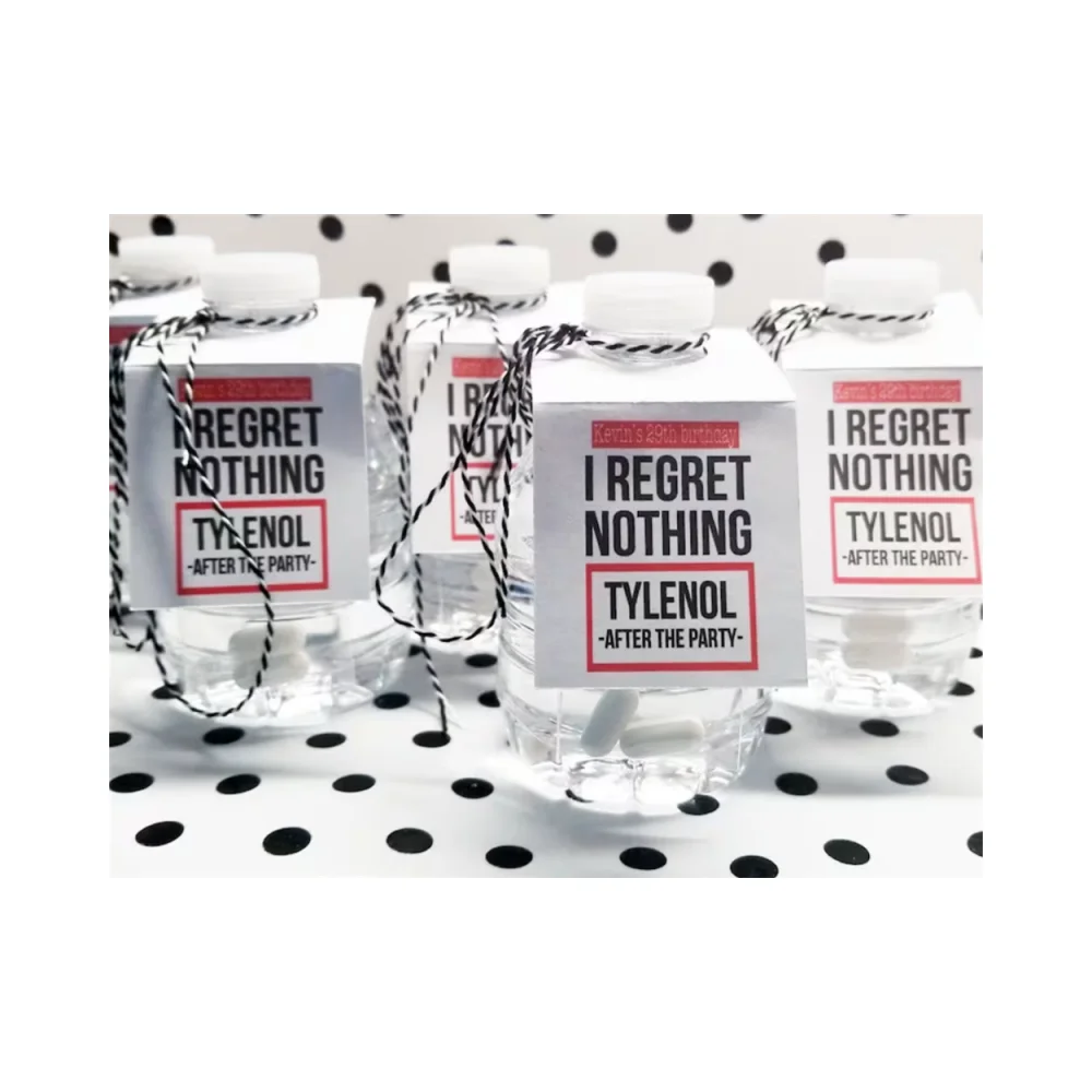 

50pcs I Regret Nothing Water Bottle Tags - Wedding Favors - Bachelorette Party Favors - Bachelor Party Favors - Hangover Kit