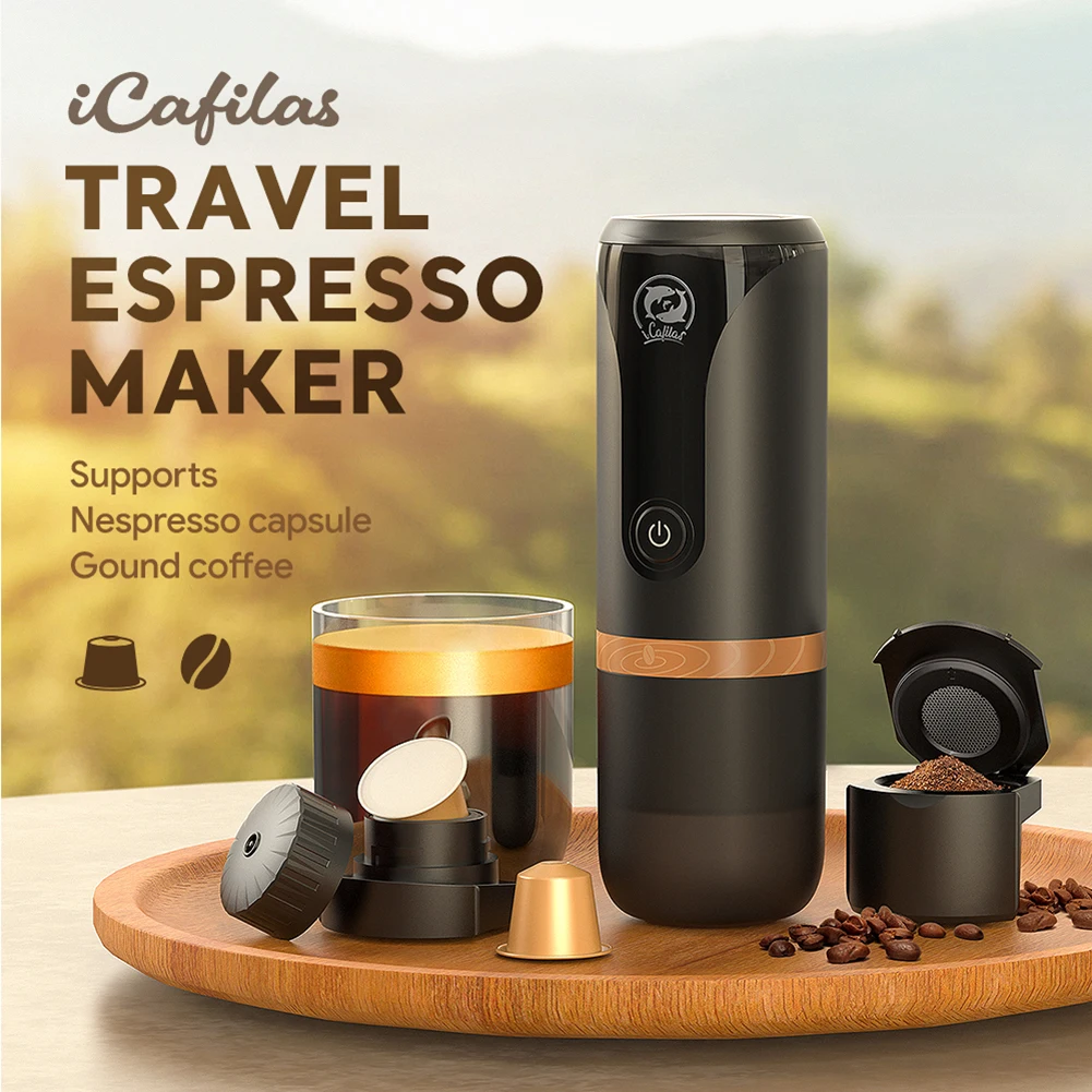 

120ml Piston Coffee Maker USB Charging Stainless Steel Coffee Maker Machine Portable Mini Automatic Cleaning for Travel Camping