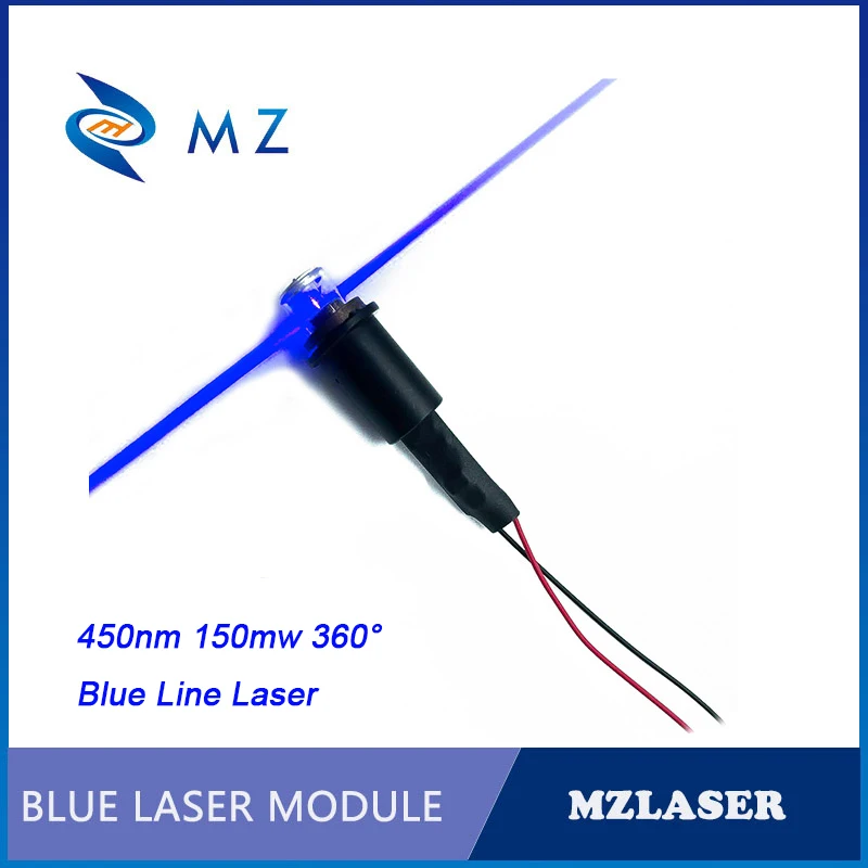 High Quality 450nm 150mW 360 Degrees Glass Lens Blue Line Laser Module ACC Drive Type Industrial Grade