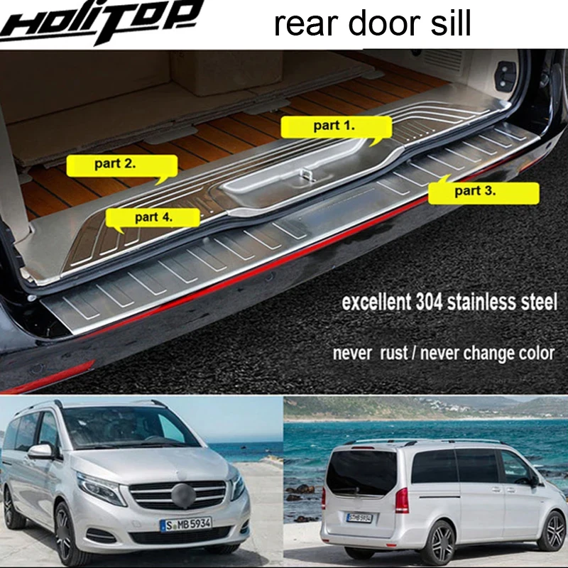 Фото Защитная пленка заднего бампера, порог порога для Mercedes-Benz W447 V-class V260 Vito, лучшая нержавеющая сталь 304, ночная ржавчина навсегда №1