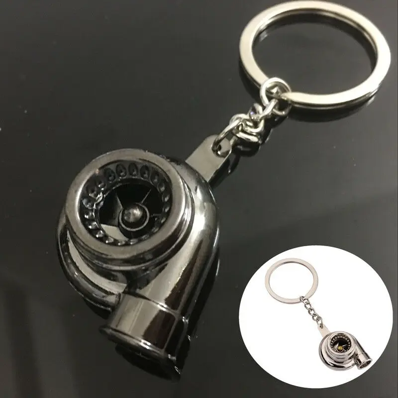 

New Universal Car House Cool Gunmetal Spinning Turbo Keychain Turbocharger keyring Creative Design Auto Stylish Accessories