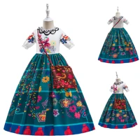 fantasy encanto disguise vestido 4 10t charm girls cosplay princess dress girl floral print blue costume birthday party costume