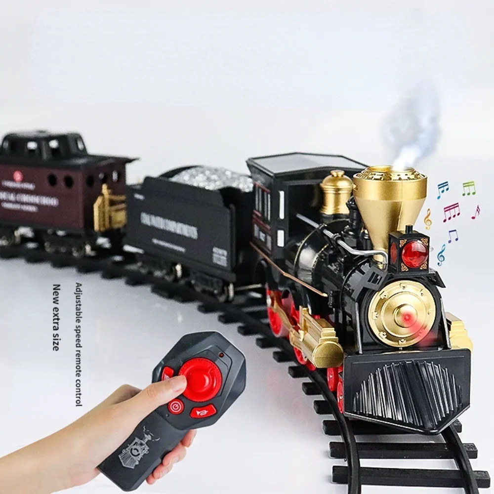 

Электрический паровой поезд с дистанционным управлением, бесступенчатый скоростной поезд для курения в ретро стиле, детские игрушки