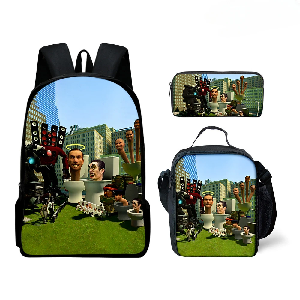 

Новый товар для игры 3D, набор из трех предметов, унитаз Skibidi для людей, учащихся, школьный рюкзак, ранец, карандаш