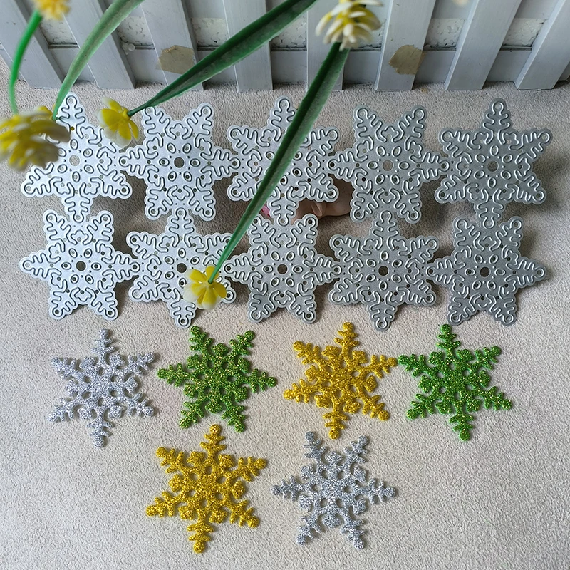 Новинка металлическая Форма для высечки снежинок 10 шт. рельефное украшение