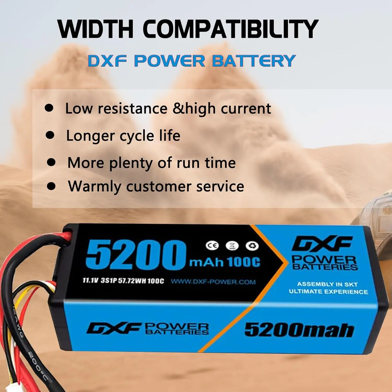 Фото DXF 5200 мАч 3S Lipo аккумулятор 11,1 В 100C с разъемом Deans/T жесткий чехол для радиоуправляемого автомобиля, лодки, грузовика, вертолета, самолета №5