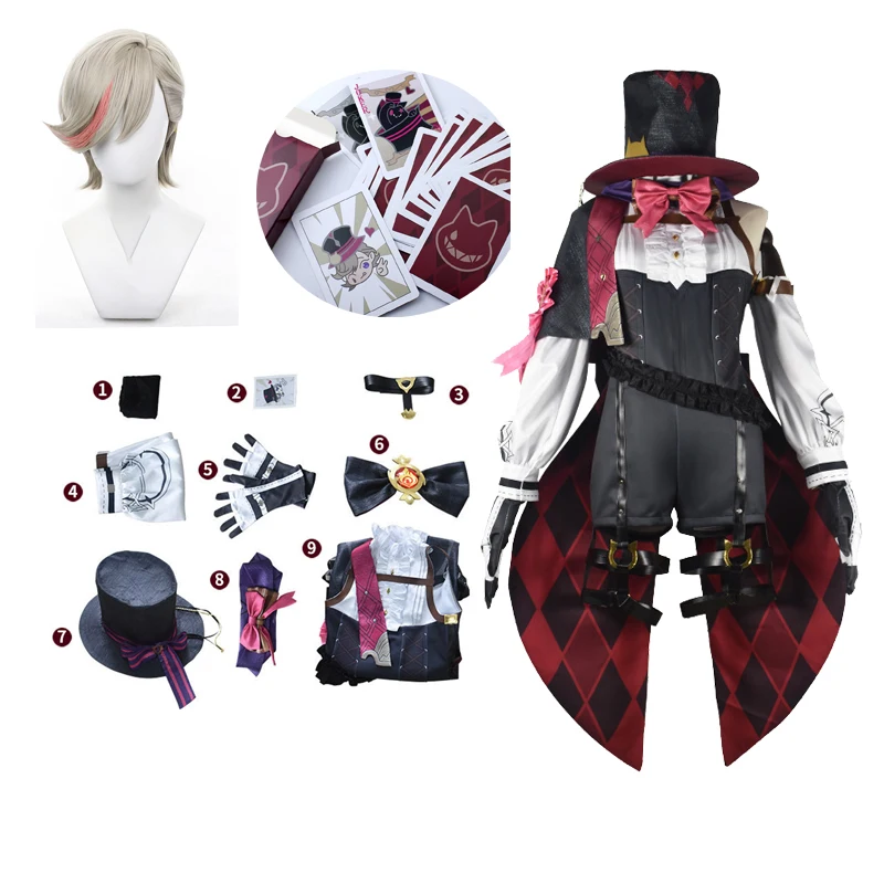 Genshin Lynette Lyney костюмы для косплея парик Fontaine Twins Magician Pokers униформа Хэллоуин