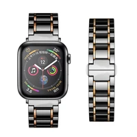 ceramic strap for apple watch band 45mm 44mm 42mm 41mm 40mm 38mm metal stainless steel bracelet for iwatch series 7 6 5 4 3 2 se