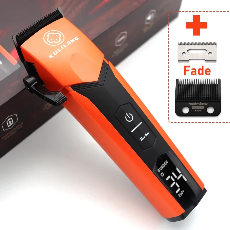 KULILANG R77F оранжевая профессиональная машинка для стрижки волос 7200 об/мин FADE лезвие