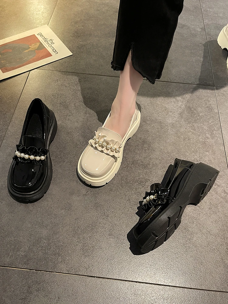 

Летние 2022 новые модные Универсальные жемчужные японские на платформе Нескользящие Повседневные Туфли Мэри Джейн