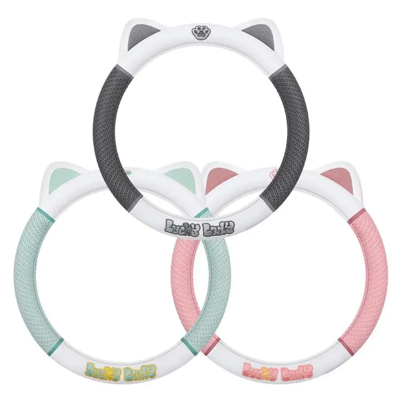 

Cute Steering Wheel Cover 38cm Universal Steering Wheel Protector All Season Cat Ear Shaped Auto Vehicles Accessories