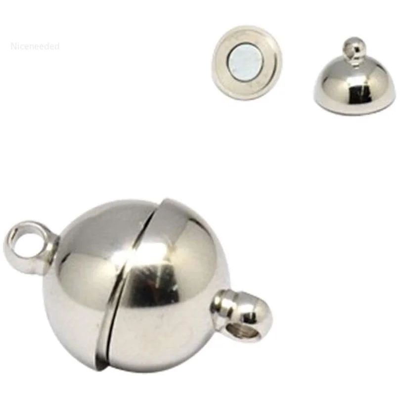 

10 Sets Stainless Steel Magnetic Clasps Round End Clasps for Necklace Bracelet Making 21x14mm