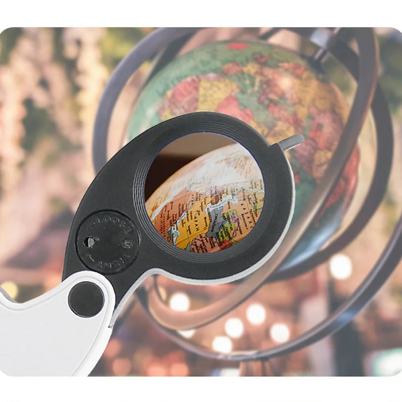 30X MINI Jewelry Magnifying Glass 2 LED With Rope Foldable Magnifier Lens Diameter 25mm for Jade Antique Appraisal Professional