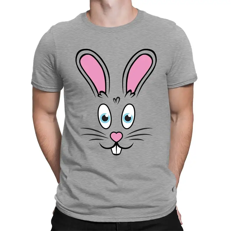 

Easter Bunny Face Rabbit Ears Nose Teeth Sunday Prayer Egg Hunt Cottontail Cute Family Photos Matching Men's T-shirt OSF-0090