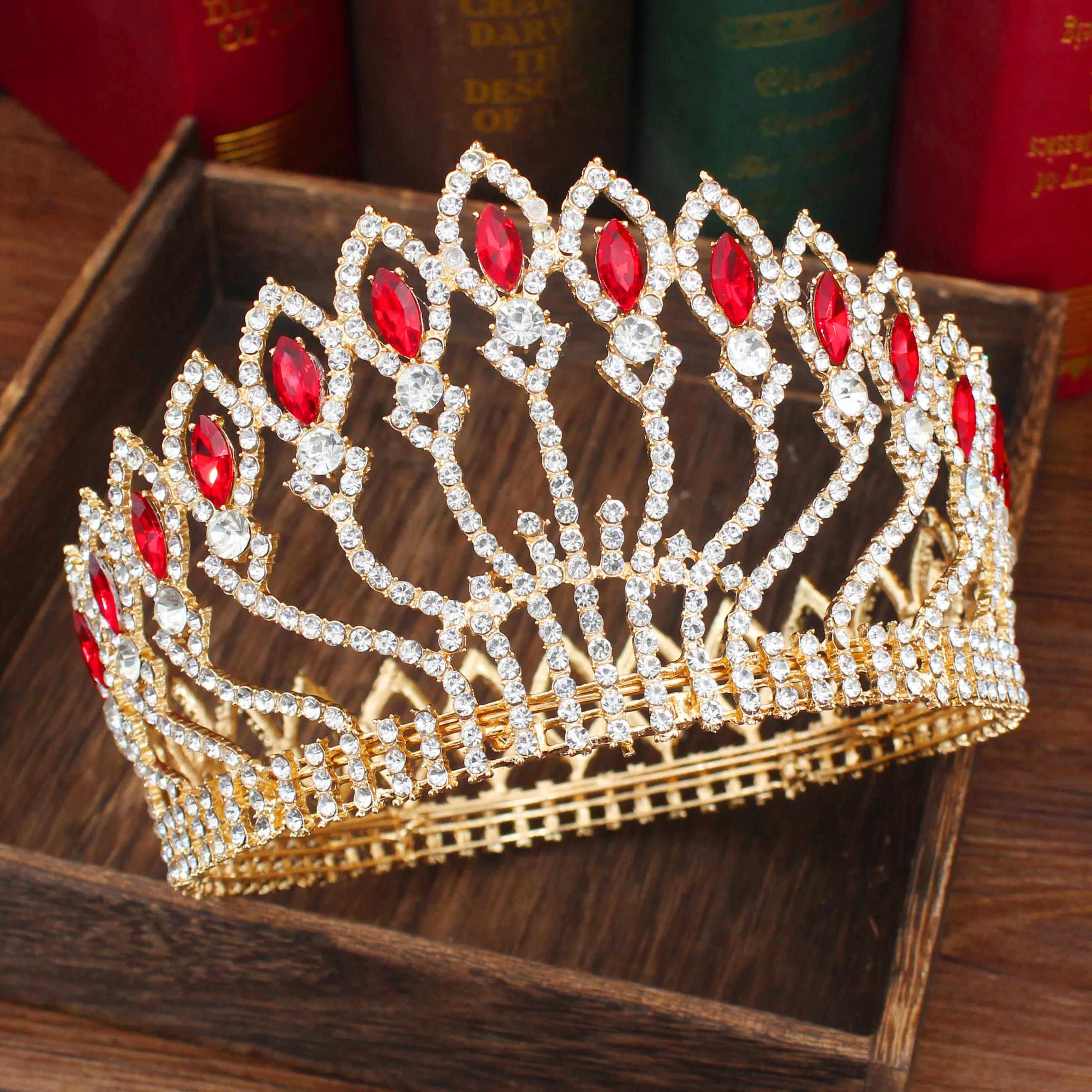 

Rhinestone Queen King Tiara Crown Bride Tiara Bridal Crystal Headpiece For Girl/Women Diadem Wedding Hair Jewelry Accessories
