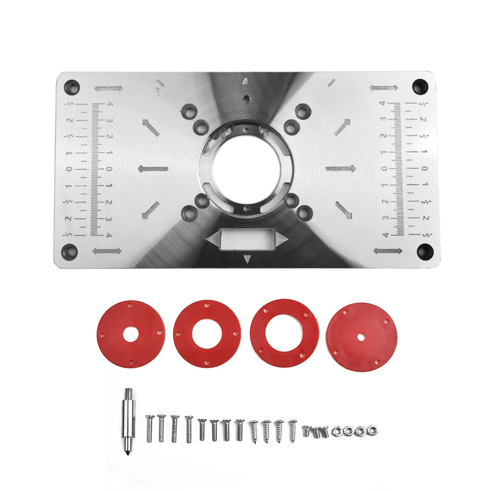 Router Table Insert Plate Woodworking Benches Aluminium Wood Router Trimmer Models Engraving Machine with 4 Rings Tools