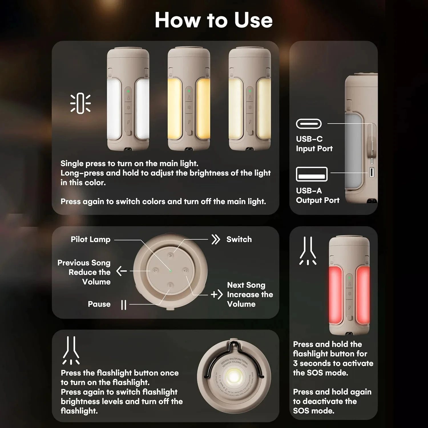 3 в 1 6000 мАч уличный динамик многофункциональная лампа для кемпинга светильник
