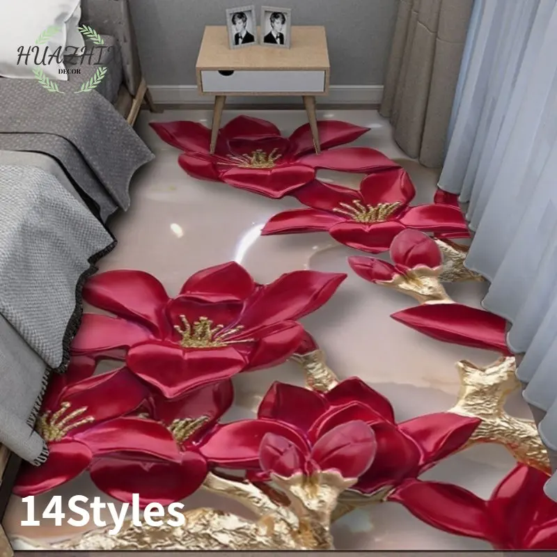 

3D Flower Carpet Printing Hallway Mat Bedroom Living Room Home Decoration Area Rug Children's Non-slip Play Mats Bedside Rugs