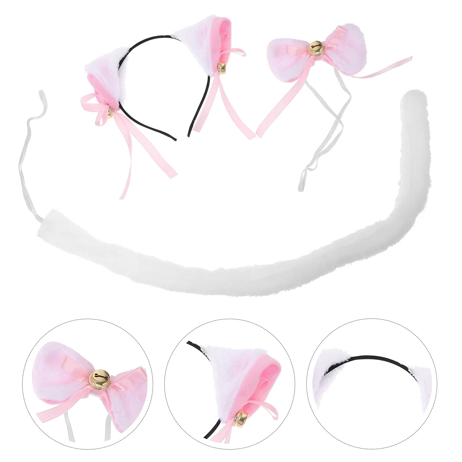 

Woman Headband Hair Hoop Chic Cosplay Plush Cat Ear Hairband Decorative Bow Tie Party Choker