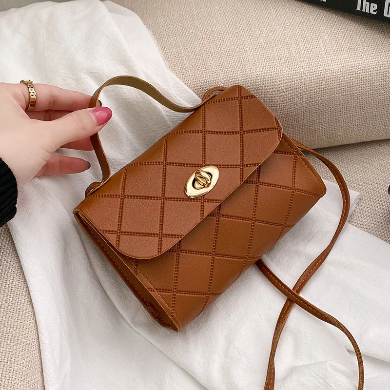 

Fashion Bags For Women Women Lingge Embossed Handbags Pu Leather Messenger Small Square Shoulder Bag