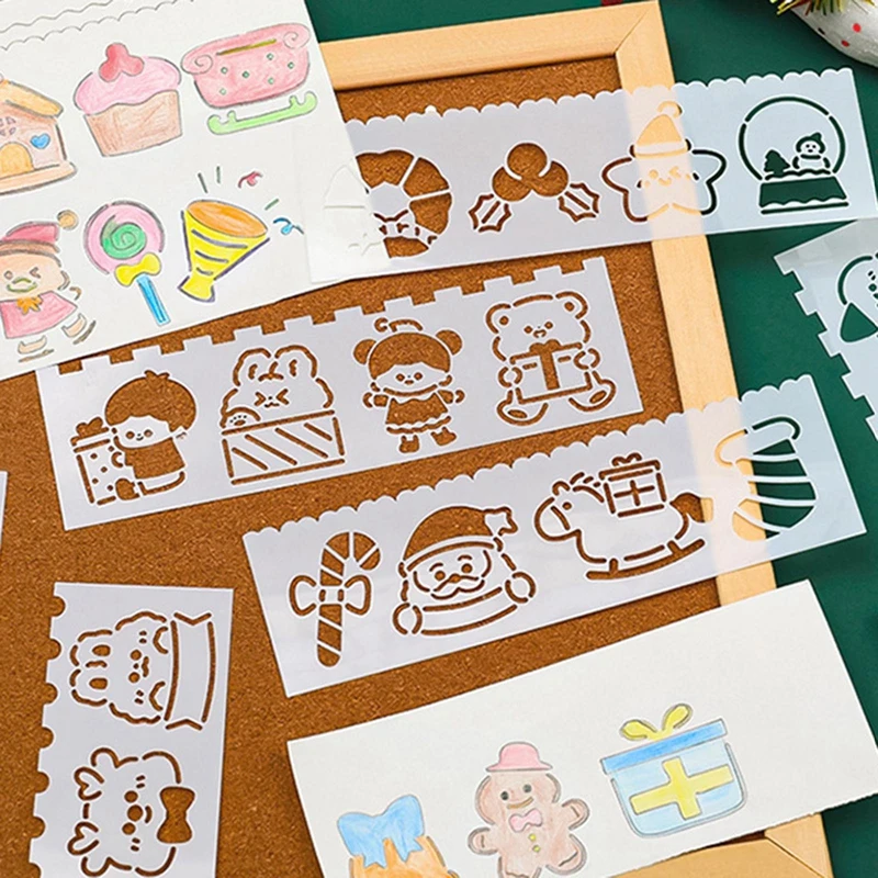 

Original Christmas Hollow Hand-painted Ruler Children's Cartoon Painting Template DIY Creative Handwritten Newspaper Lace Ruler