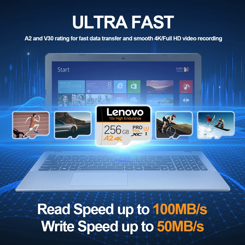 Смарт-карта Lenovo Mini SD-карта 256 ГБ 128 2 ТБ TF-карта 512 Minisd Flash Usb Pendrive