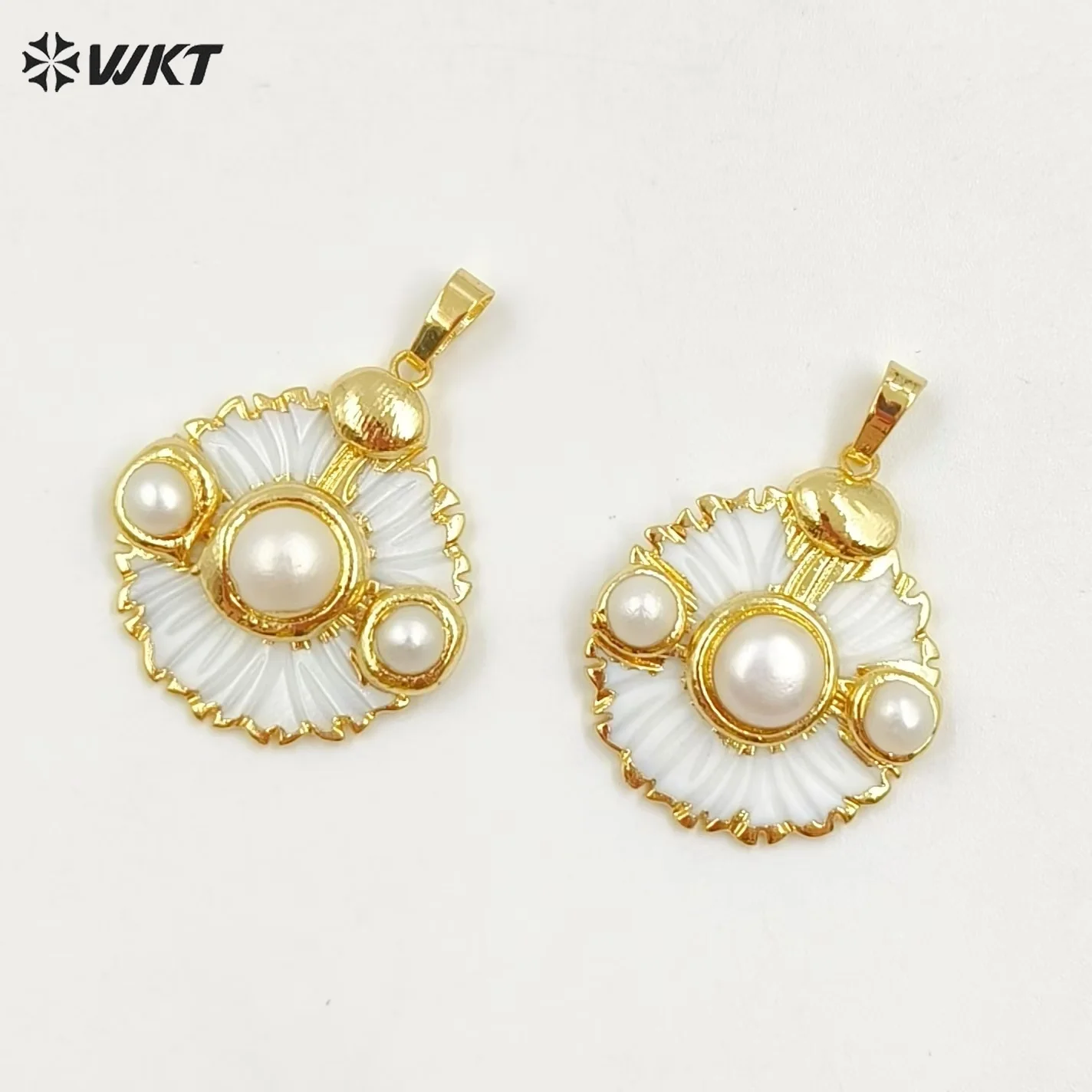 WT-JP395 Популярный легкий модный кулон из жемчужной ракушки с 18-каратным настоящим