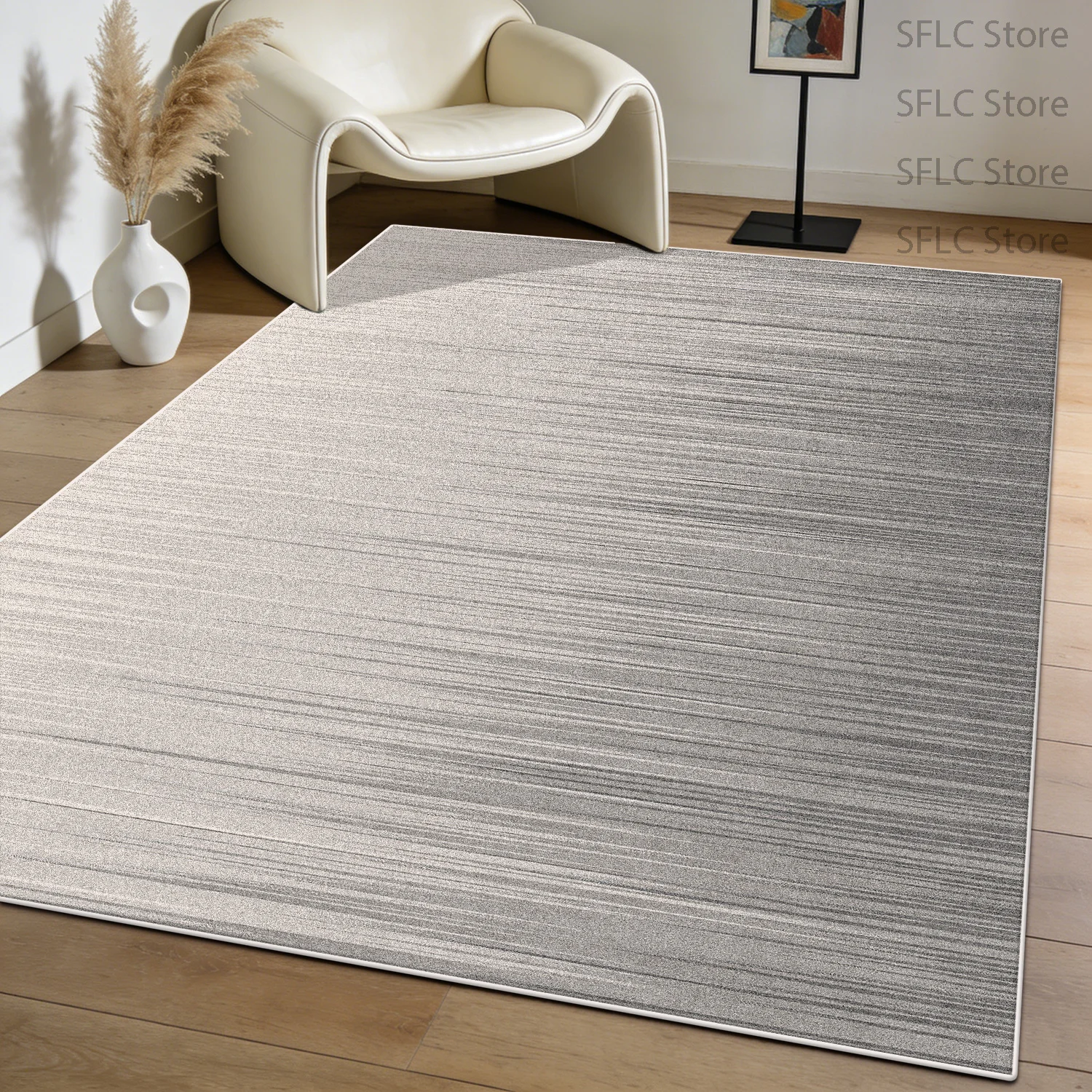 

Серый белый пушистый ковёр для ванной комнаты