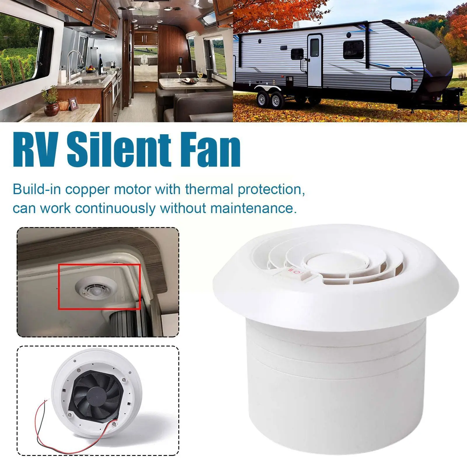 12v Rv Roof Air Vent Round Grille With Silent Fan Summer Travel Air Accessories Car Rv Vent Auto Ceiling Interior Trailer V B5j4 images - 6