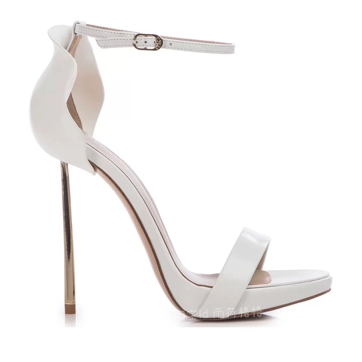 Stiletto Heel Solid Sandals Petal Round Toe Ankle Strap Fashion Women's High Heels Summer All-match  Leather Fashion Sandals