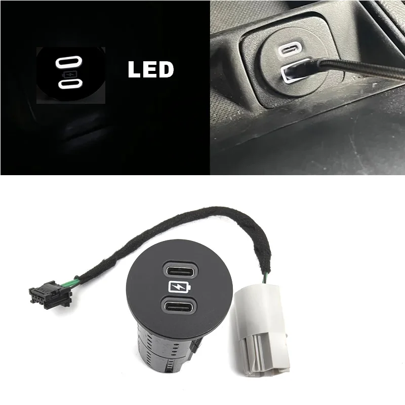 

OEM для Ford Focus ESCAPE SE F-150 Explorer Edge Bronco LED Type-C + USB Dual Media HUB Box Модуль светодиодное зарядное устройство USB LU5T-19J211-DA
