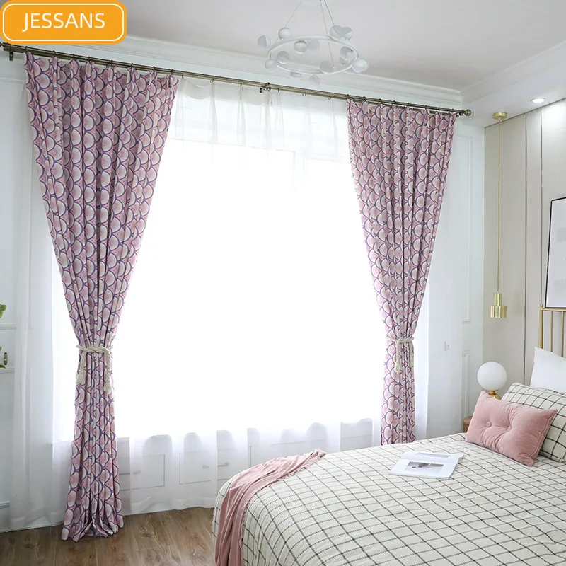 

Nordic Light Luxury Polyester-cotton Printed Curtains for Living Room and Bedroom Customized Finished Balcony