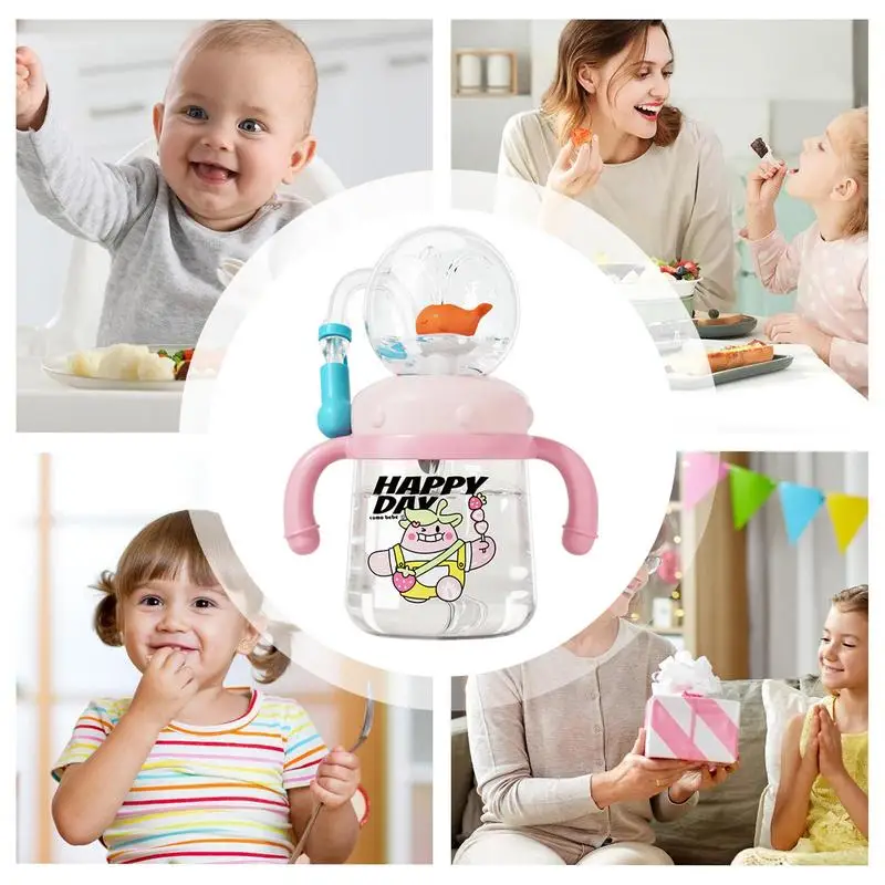 Детская соломенная чашка бутылка для воды с распылителем кита