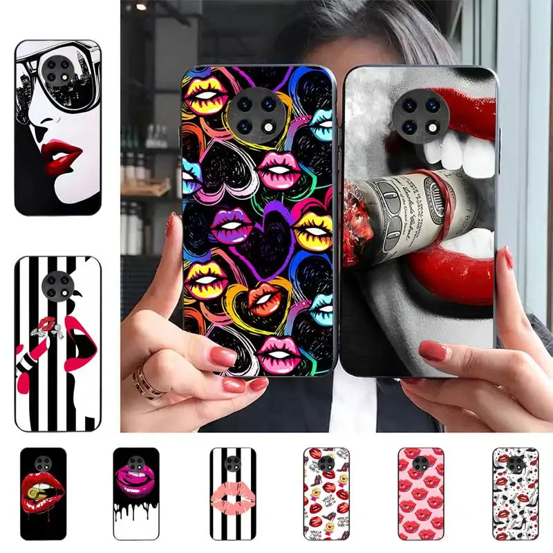 

Abstract red lips Phone Case For Redmi 9 5 S2 K30pro Silicone Fundas for Redmi 8 7 7A note 5 5A Capa