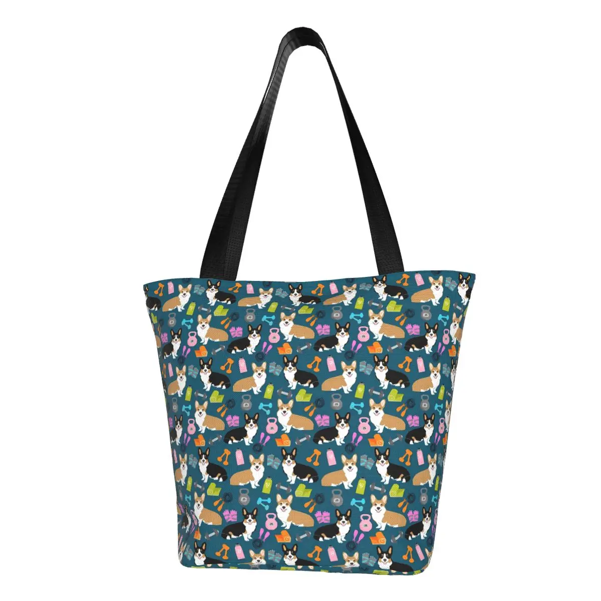 

Сумка-шоппер Corgi для тренировок, забавная сумки с принтом в виде животных, женская сумка-тоут с графическим дизайном, косметическая сумка из полиэстера для офиса и пляжа