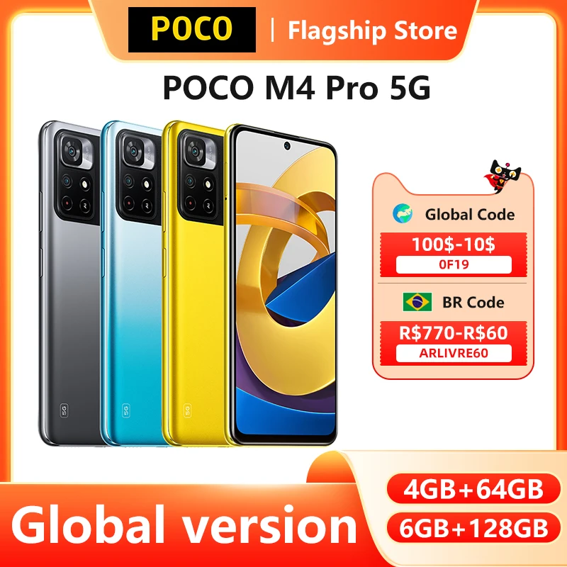 

Global Version POCO M4 Pro 5G Smartphone 64GB/128GB ROM MTK Dimensity 810 90Hz 6.6" DotDisplay 50MP 5000mAh Battery 33W Pro NFC