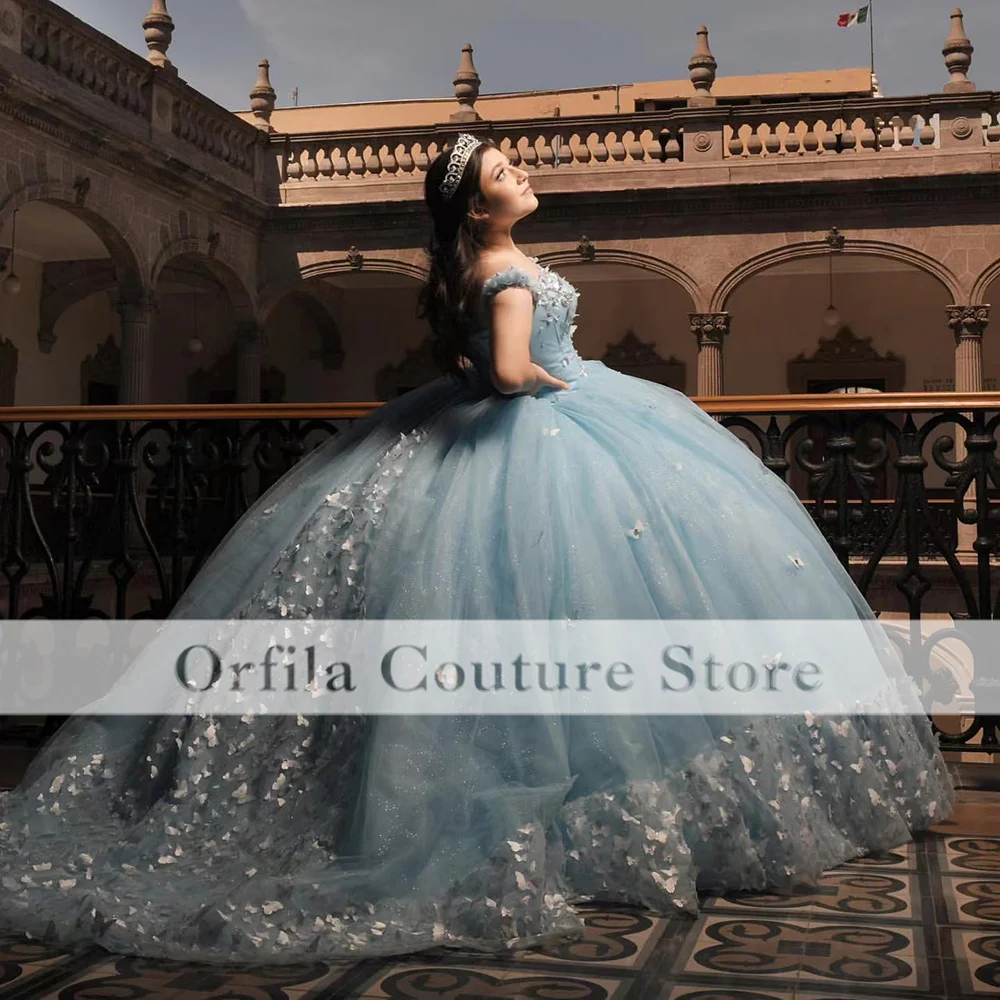 Фото Женское бальное платье Orfila, с открытыми плечами и бабочкой, милое платье для вечевечерние НКИ и выпускного вечера, 16 лет, 15 лет №2