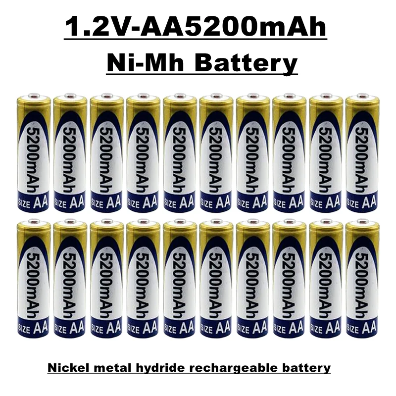 

Перезаряжаемая батарея AA, 1,2 в, 5200 мАч, никель-металлогидридная батарея, подходит для пультов дистанционного управления, игрушек, часов, ради...