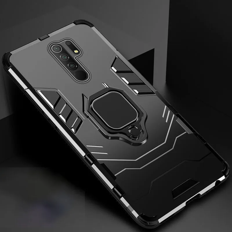 

Redmi 9 Shockproof Armor Case for Redmi 9 Ring Stand Silicone Phone Back Cover for Xiaomi Redmi Note 9 Pro Max 9S 8 Pro 8 8A 8T