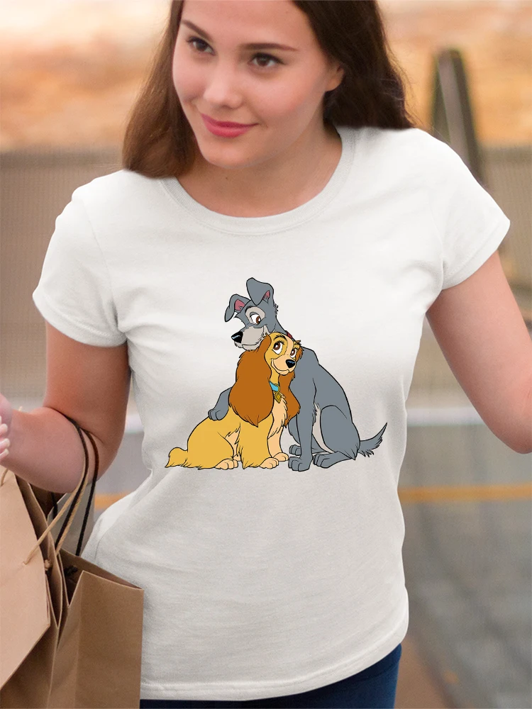 Disney Couple T-Shirt Witness The Good Times Unisex Clothes Sport Tops Lady and The Tramp Love Forever Tshirt Summer Matching images - 6