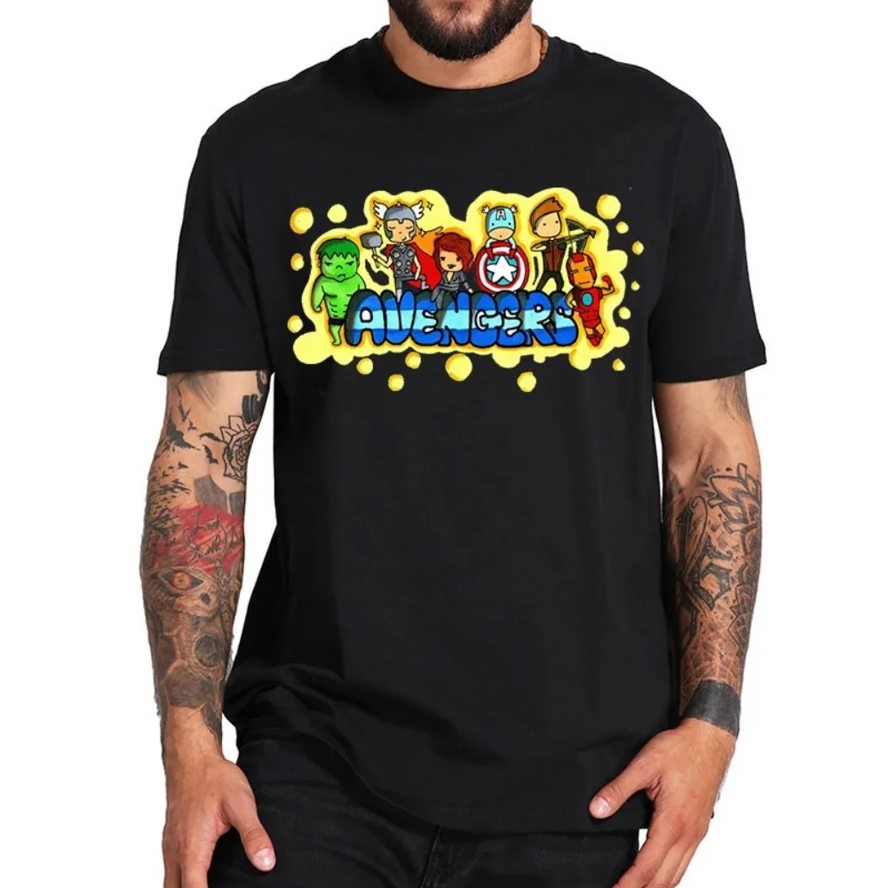 

Disney Men's Tops Marvel Graphic Print T-Shirts Plus Size Clothing Black T-Shirt Tops Fashion Casual Summer Short Sleeve Shirts
