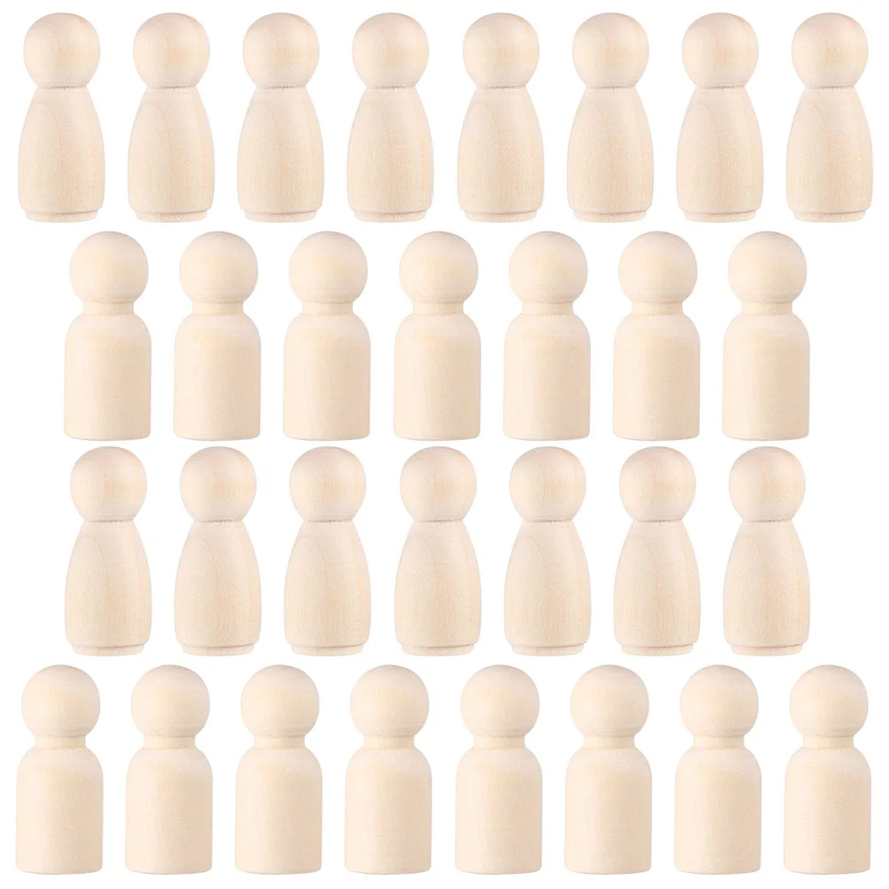 

50 Pcs DIY Graffiti Dolls Peg Unfinished Wood Crafts Figure Unpainted Wooden Blank Child