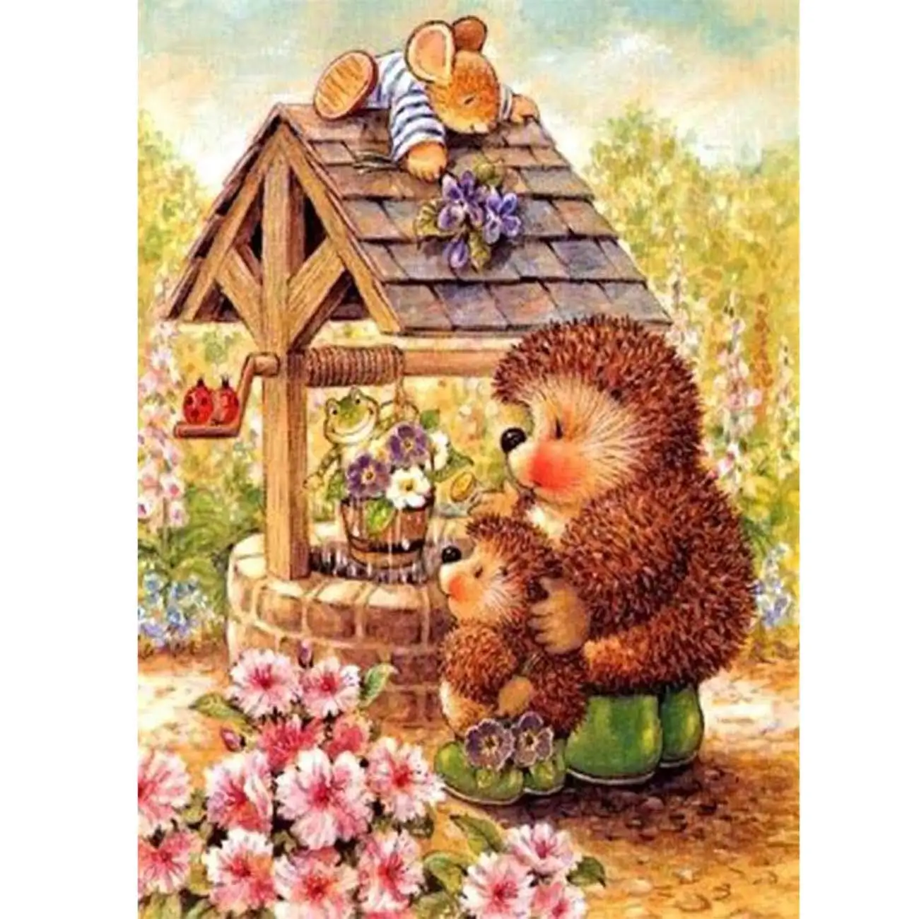 

5D Diamond Painting Hedgehogs and Hedgehogs and Flowers Full Drill by Number Kits for Adults, DIY Diamond Set Arts Craft a0837
