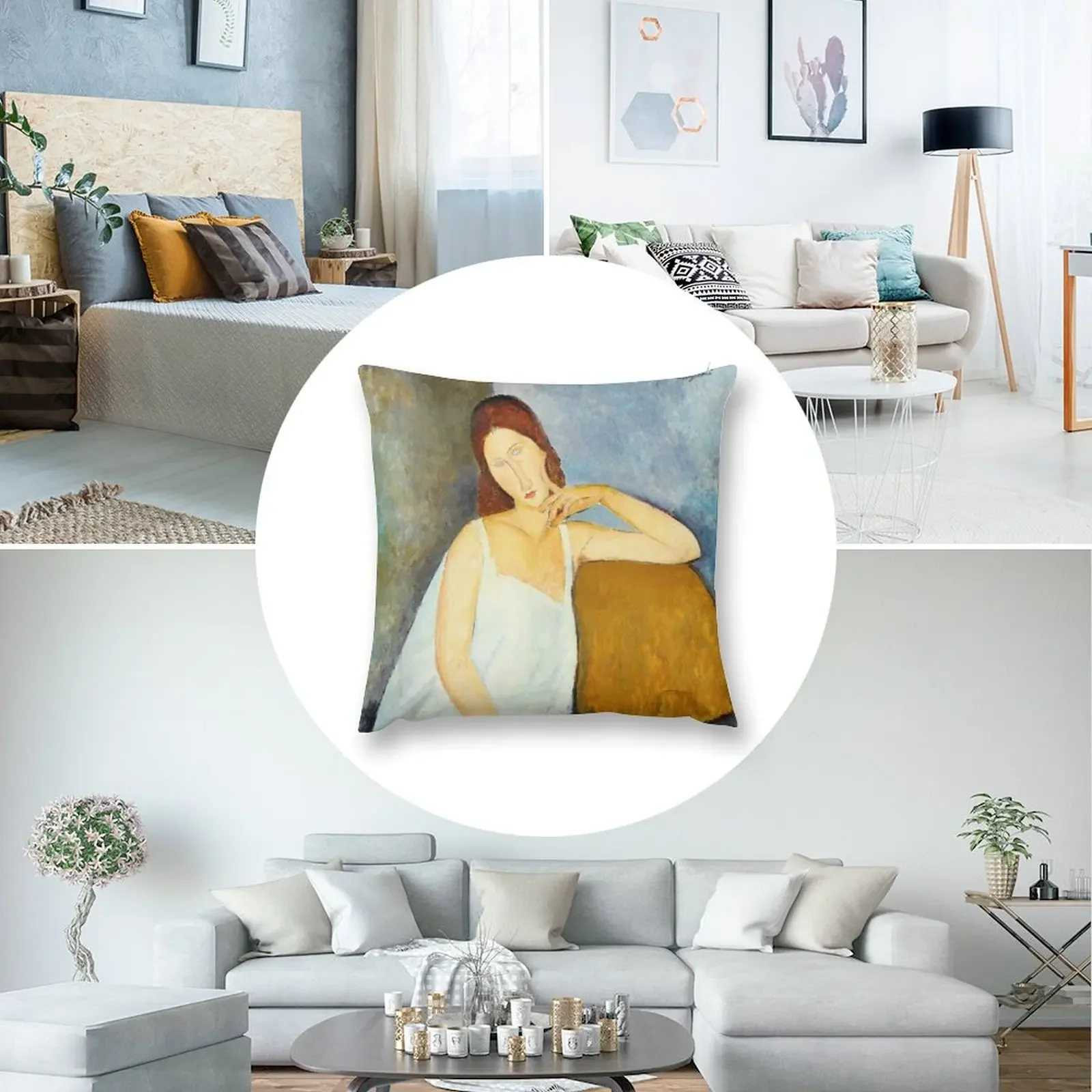 Жанна Хобюнта от Амадео Модильяни 1919 г. Декоративная подушка Рождественская