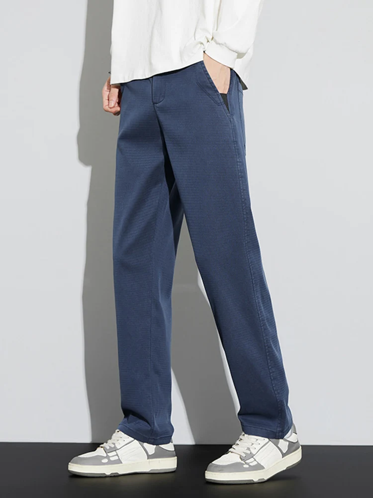 Woodpecker Anti-Wrinkle Autumn Straight Casual Pants Men's Versatile Loose Business Trousers Fleece-lined Thickened Wide Leg ...