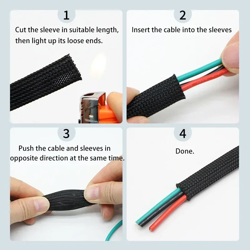 1 ~ 50 м желтый ПЭТ плетеный рукав 2/4/6/8/10/12/14/16/20/25/30 мм высокая плотность защита